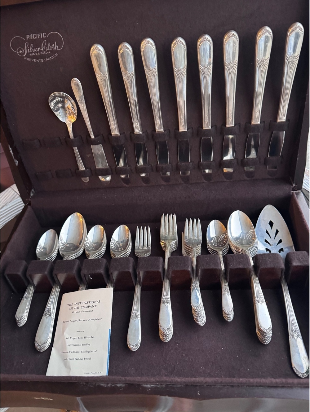 1953 Wm Rogers Jubilee Silverplate 50 Pc Flatware Set Chest Original Papers